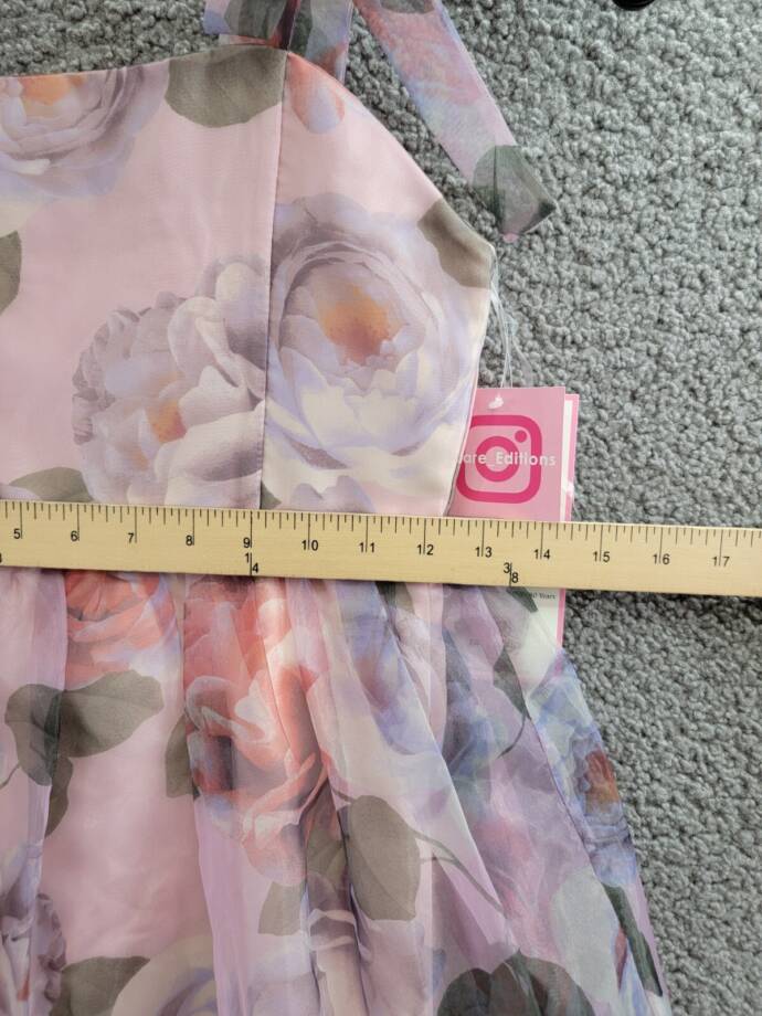 Rare Editions Floral-Print Organza Maxi Dress Big Girls 8 Lavender Zip Closure