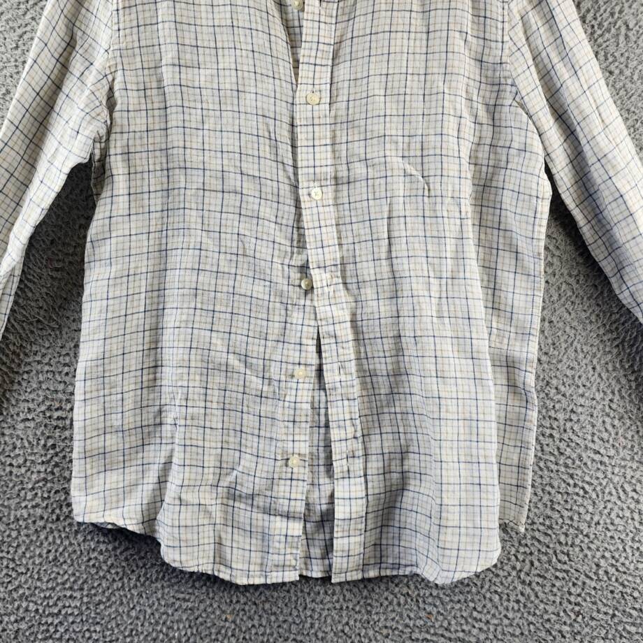 THE MEN'S STORE AT BLOOMINGDALE'S Linen Button Down Shirt Men's S Blue Combo