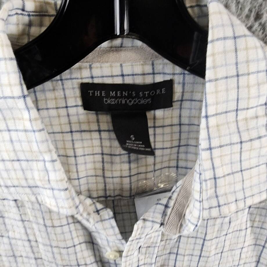 THE MEN'S STORE AT BLOOMINGDALE'S Linen Button Down Shirt Men's S Blue Combo