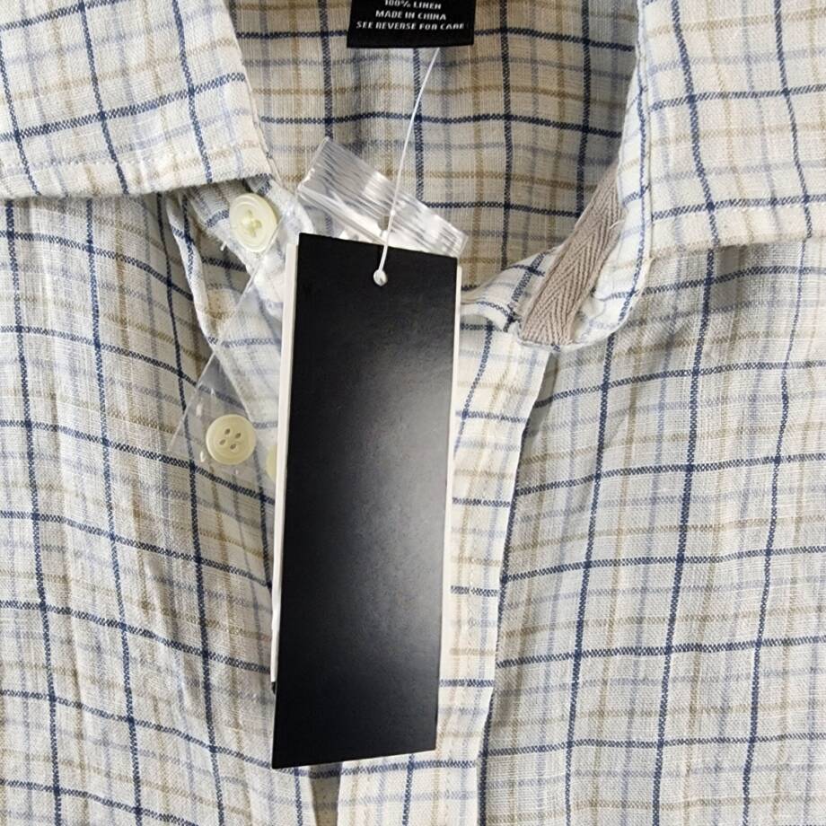 THE MEN'S STORE AT BLOOMINGDALE'S Linen Button Down Shirt Men's S Blue Combo
