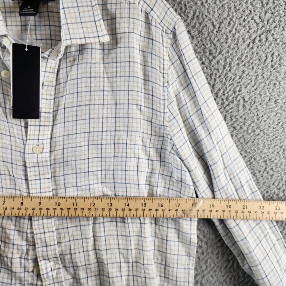 THE MEN'S STORE AT BLOOMINGDALE'S Linen Button Down Shirt Men's S Blue Combo