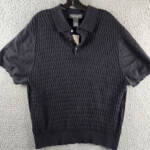 The Men's Store At Bloomingdale's Knitted Polo Sweater Men's XXL Black Textured