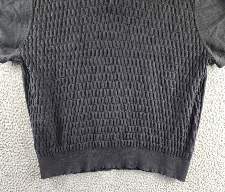 The Men's Store At Bloomingdale's Knitted Polo Sweater Men's XXL Black Textured