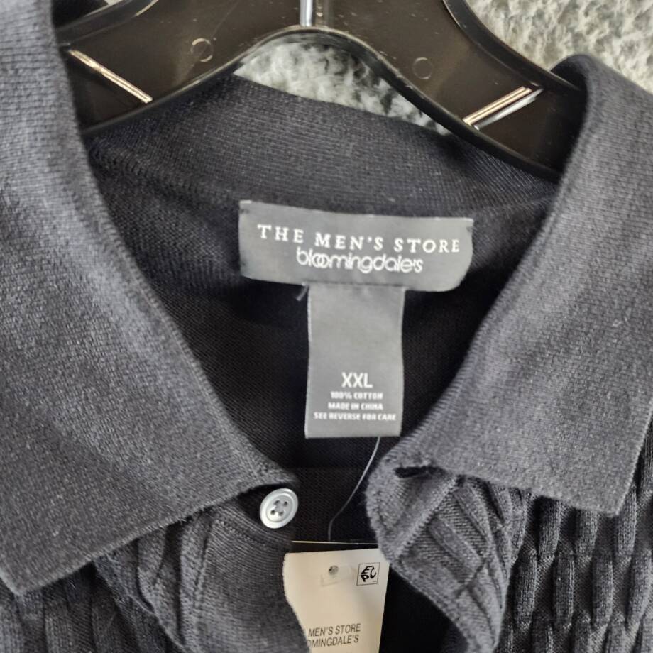 The Men's Store At Bloomingdale's Knitted Polo Sweater Men's XXL Black Textured