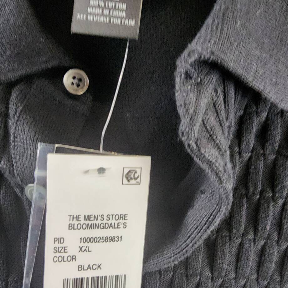 The Men's Store At Bloomingdale's Knitted Polo Sweater Men's XXL Black Textured