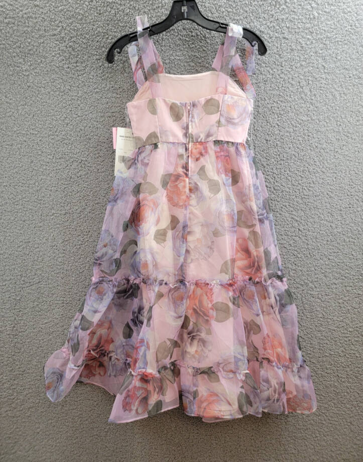 Rare Editions Floral-Print Organza Maxi Dress Big Girls 8 Lavender Zip Closure