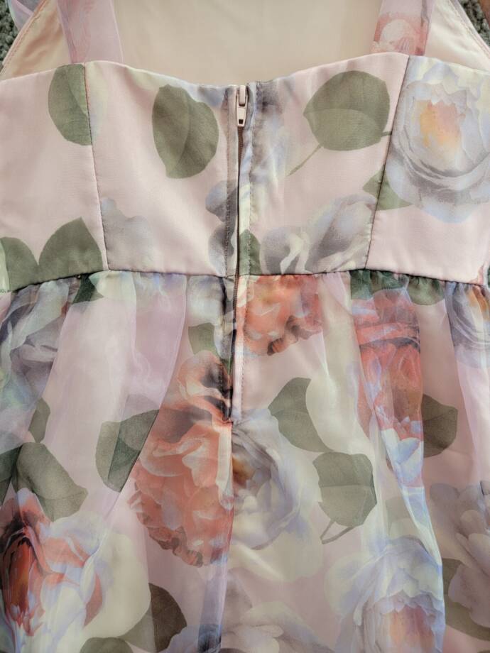 Rare Editions Floral-Print Organza Maxi Dress Big Girls 8 Lavender Zip Closure