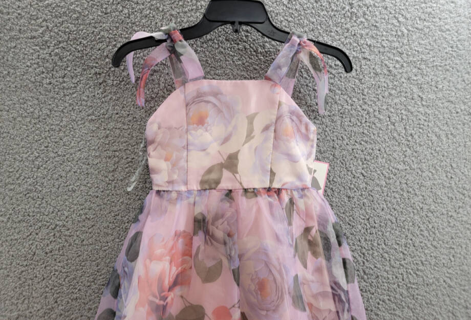 Rare Editions Floral-Print Organza Maxi Dress Big Girls 7 Lavender Zip Closure