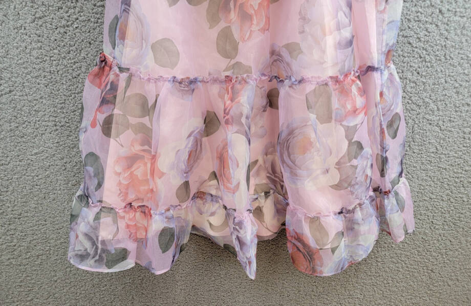 Rare Editions Floral-Print Organza Maxi Dress Big Girls 7 Lavender Zip Closure