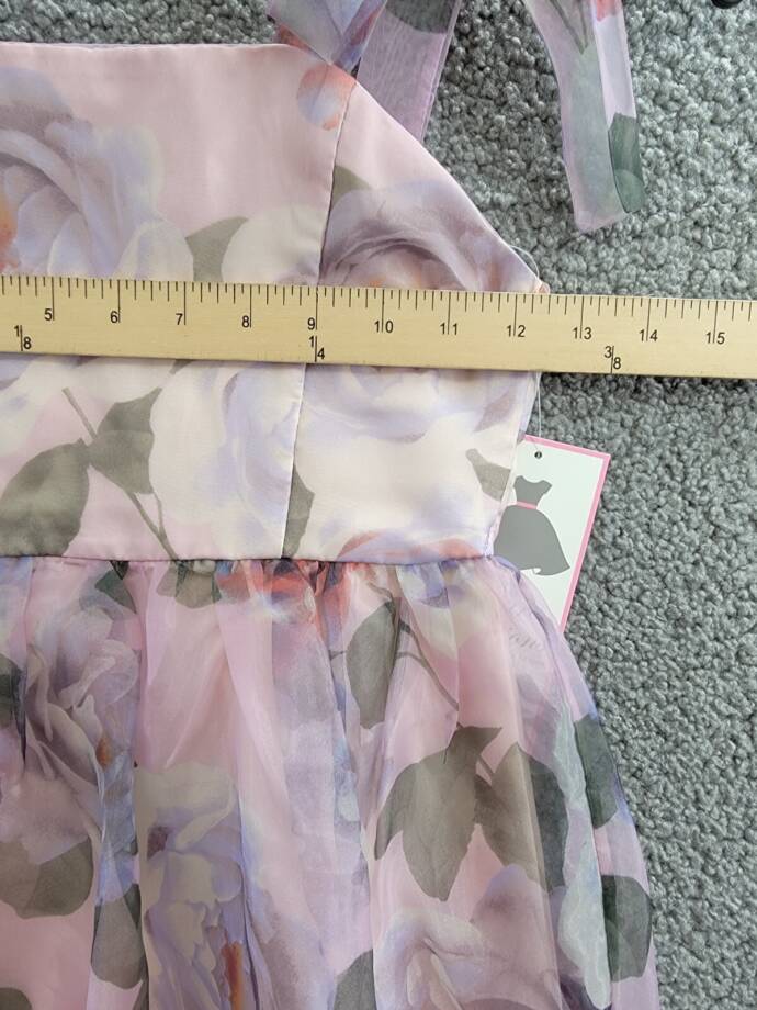Rare Editions Floral-Print Organza Maxi Dress Big Girls 7 Lavender Zip Closure