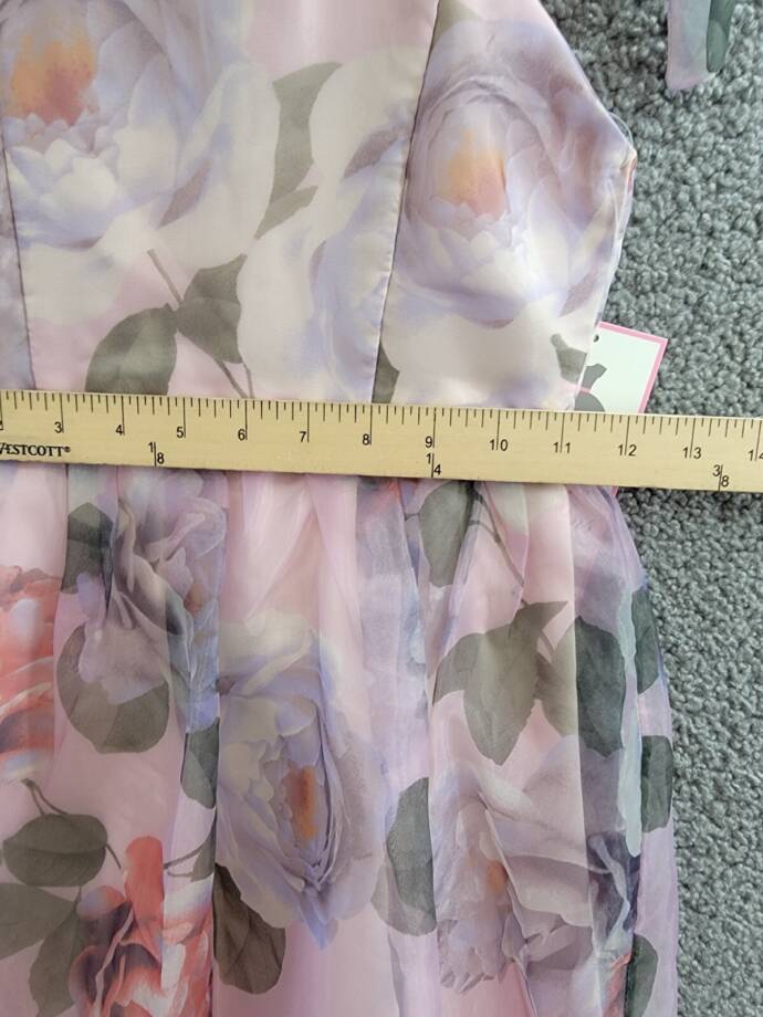 Rare Editions Floral-Print Organza Maxi Dress Big Girls 7 Lavender Zip Closure