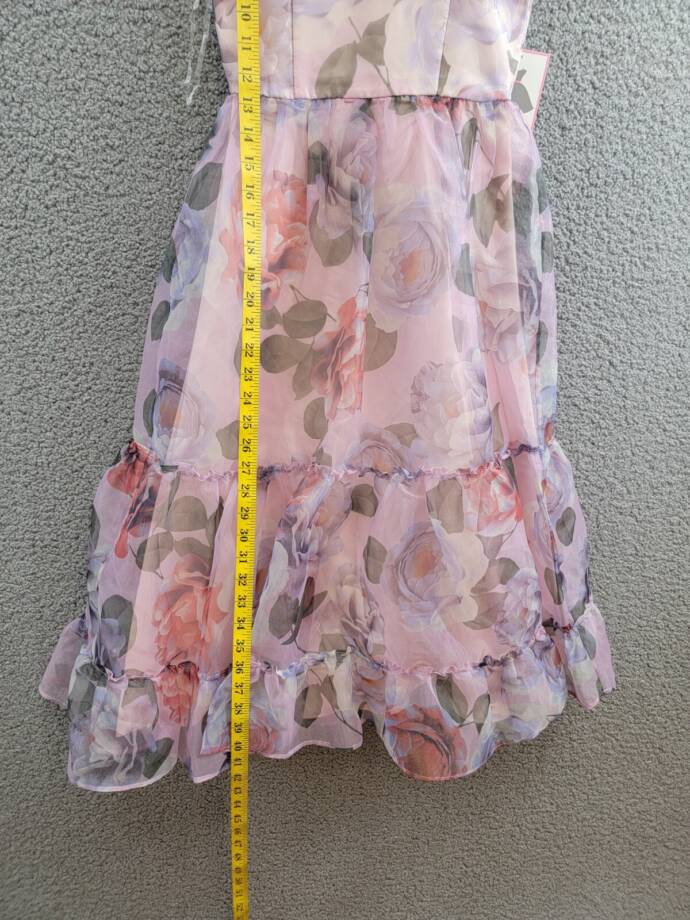Rare Editions Floral-Print Organza Maxi Dress Big Girls 7 Lavender Zip Closure
