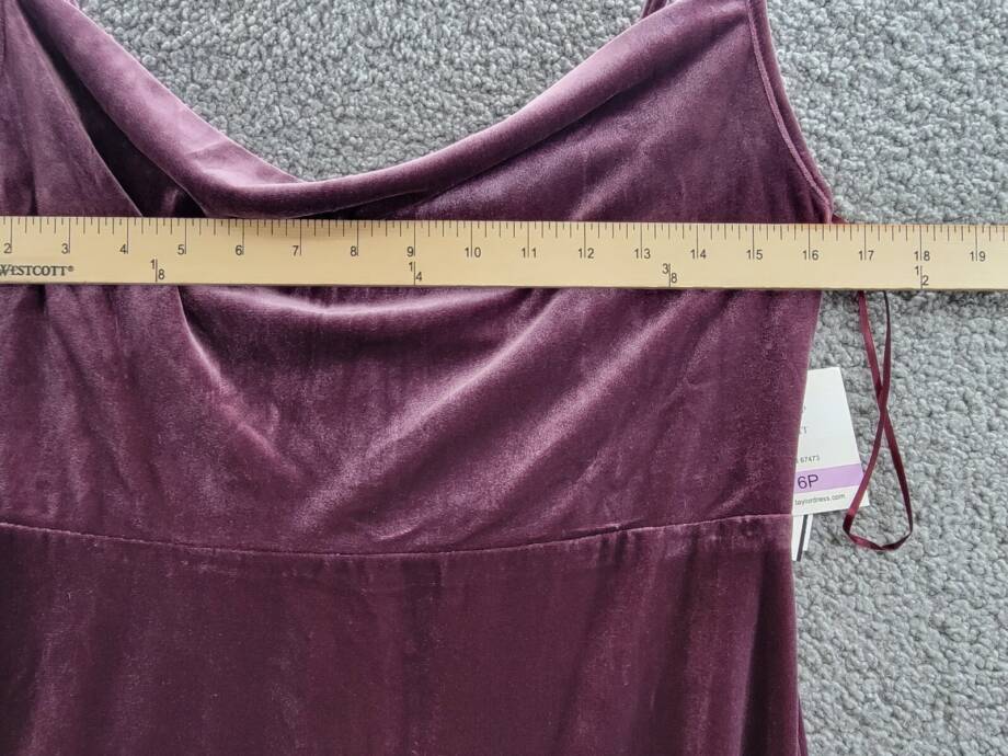 Taylor Petite Cowl-Neck Sleeveless Midi Velvet Dress Women's 6P Wine Back Zip