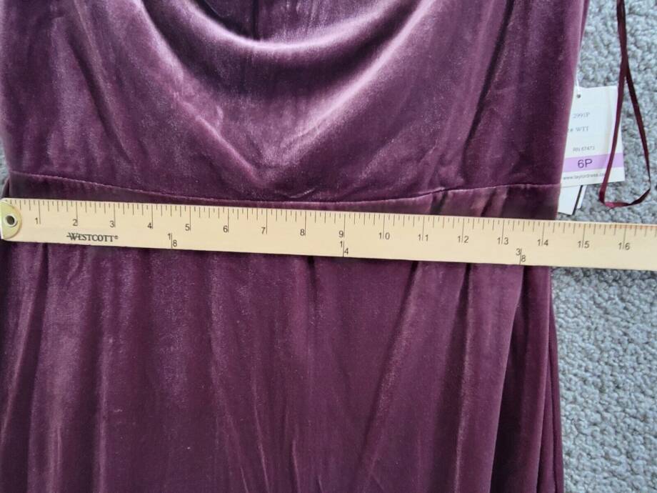 Taylor Petite Cowl-Neck Sleeveless Midi Velvet Dress Women's 6P Wine Back Zip