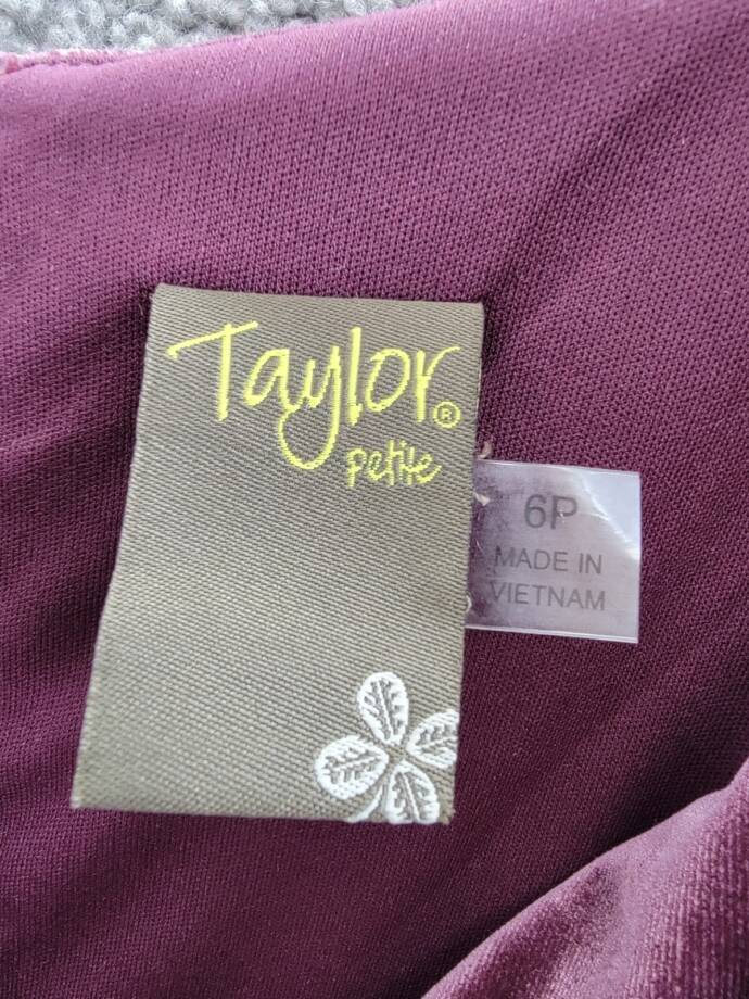 Taylor Petite Cowl-Neck Sleeveless Midi Velvet Dress Women's 6P Wine Back Zip