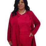 Kasper Plus Open-Front Long-Sleeve Sweater Women's 2X Crimson Collarless