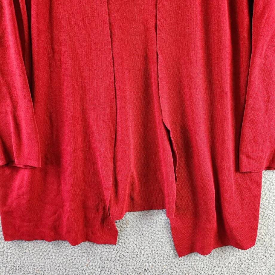 Kasper Plus Open-Front Long-Sleeve Sweater Women's 2X Crimson Collarless