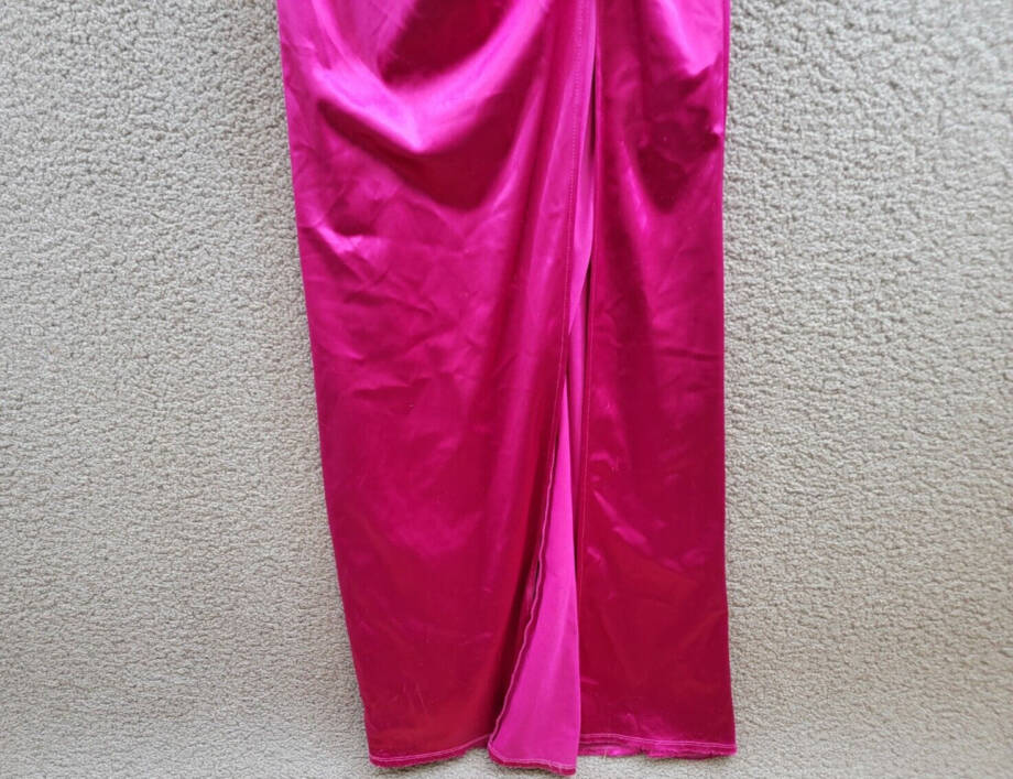City Studio Satin Cross-Strap Mesh Embellished Back Gown Juniors 3/4 Deep Orchid
