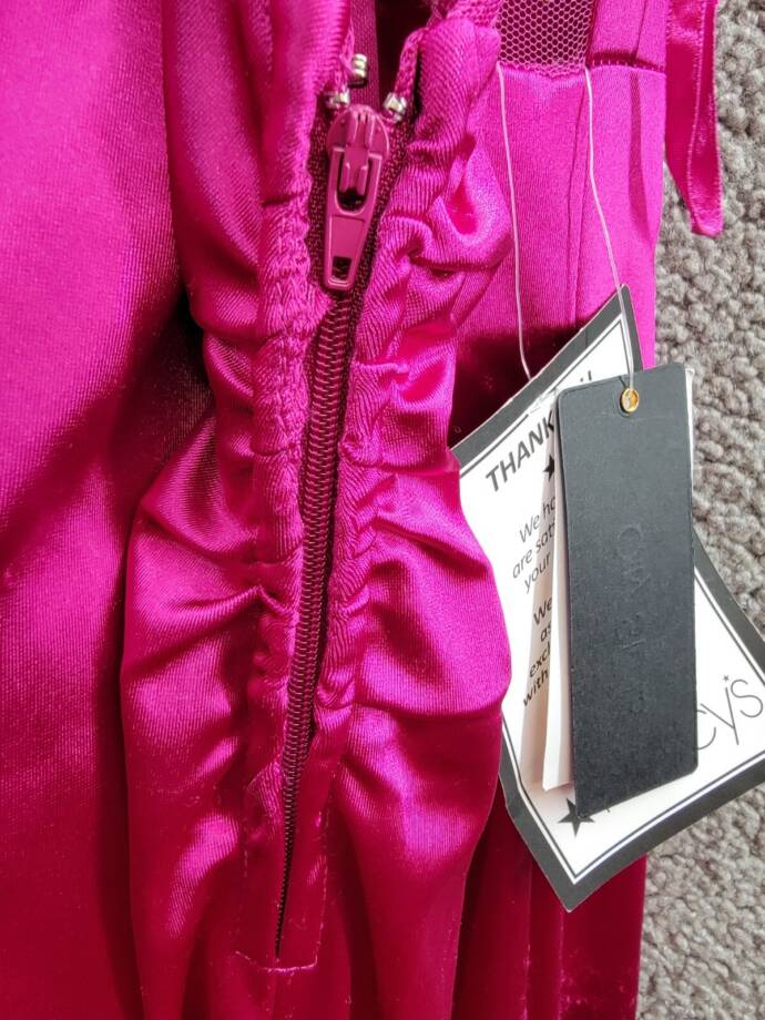 City Studio Satin Cross-Strap Mesh Embellished Back Gown Juniors 3/4 Deep Orchid