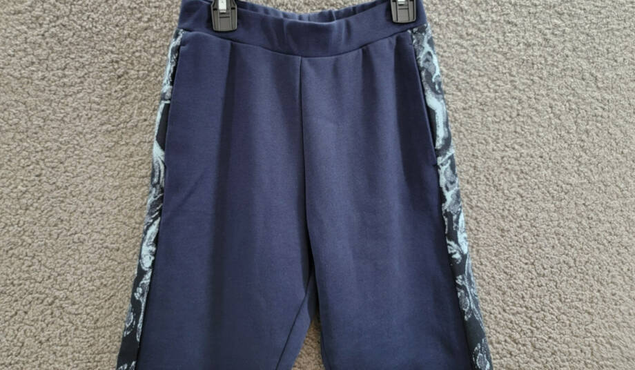 Versace Fleece + Barocco Print Logo Sweatpants Big Boy 10 Navy/Light Navy PullOn