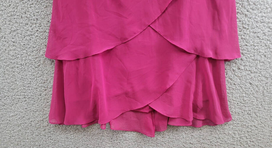 SL Fashions Tiered Chiffon Dress Women's 4 Wineberry Ruffled Scoop Neck Pullover