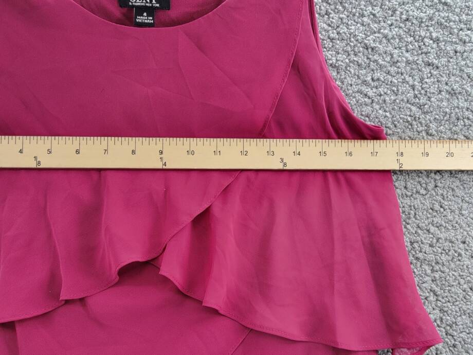 SL Fashions Tiered Chiffon Dress Women's 4 Wineberry Ruffled Scoop Neck Pullover