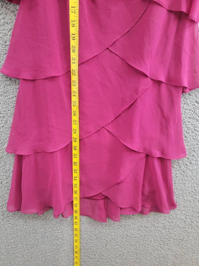 SL Fashions Tiered Chiffon Dress Women's 4 Wineberry Ruffled Scoop Neck Pullover