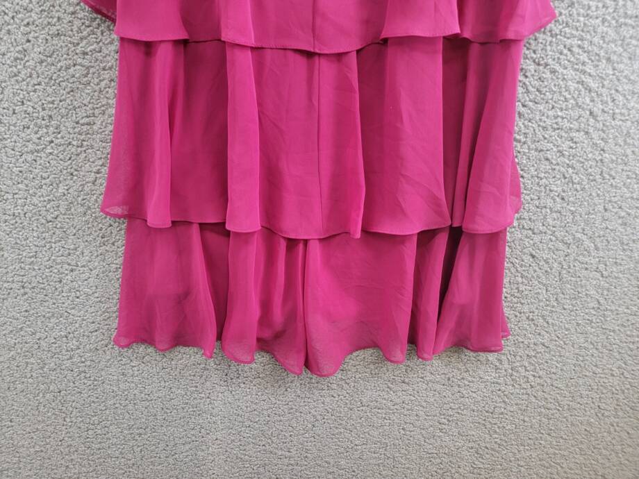 SL Fashions Tiered Chiffon Dress Women's 4 Wineberry Ruffled Scoop Neck Pullover