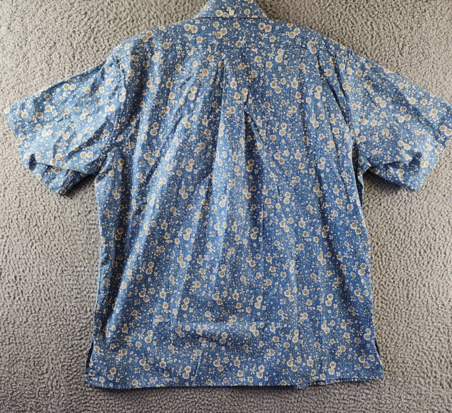 Reyn Spooner Kettle Floral Print Button Down Camp Shirt Men's L Lichen Blue S/S