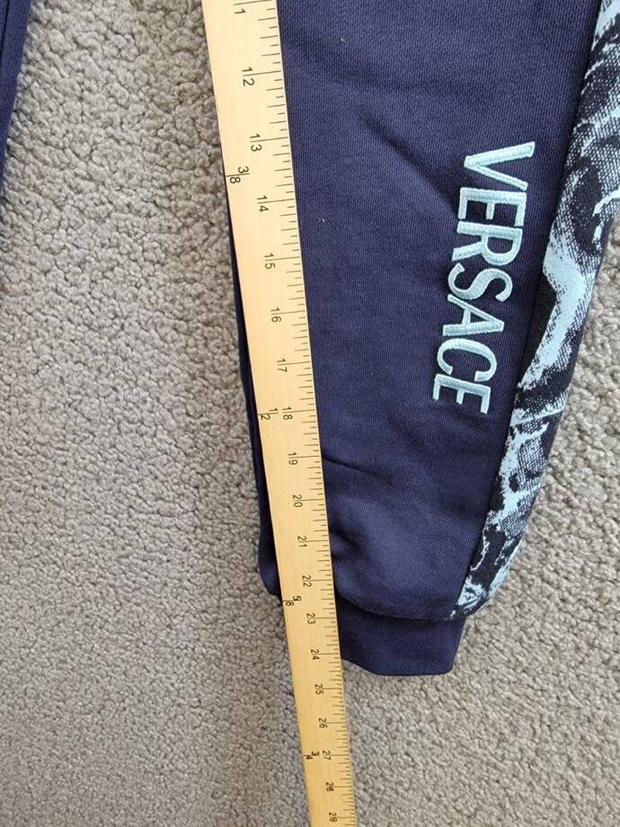 Versace Fleece + Barocco Print Logo Sweatpants Big Boy 10 Navy/Light Navy PullOn