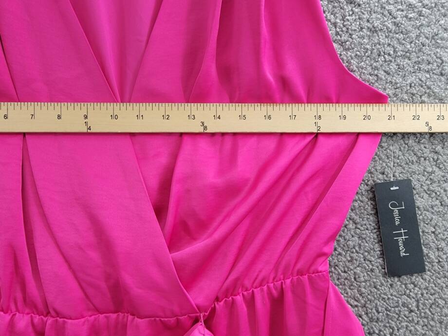 Jessica Howard Sleeveless Tie-Waist Wrap Dress Womens 14 Magenta V-Neck Pullover