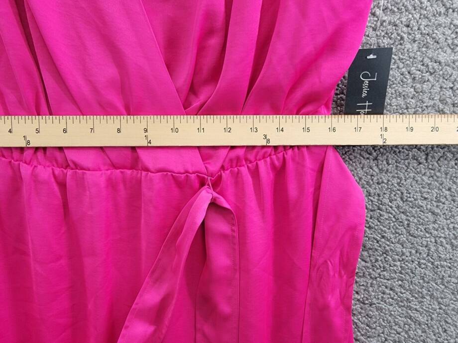 Jessica Howard Sleeveless Tie-Waist Wrap Dress Womens 14 Magenta V-Neck Pullover