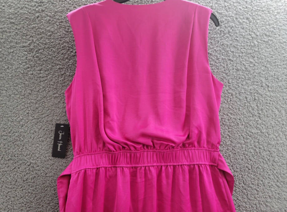 Jessica Howard Sleeveless Tie-Waist Wrap Dress Womens 14 Magenta V-Neck Pullover