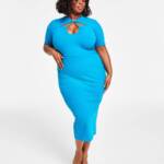 Nina Parker Trendy Plus Size Cutout Bodycon Dress Women's 1X Turkish Tile S/S
