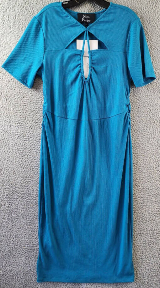 Nina Parker Trendy Plus Size Cutout Bodycon Dress Women's 1X Turkish Tile S/S