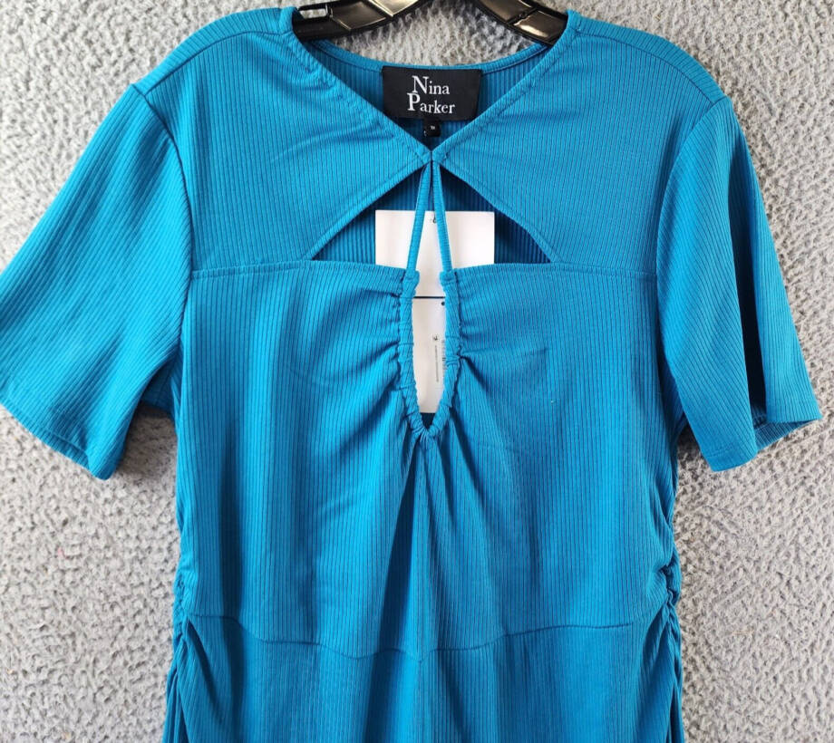 Nina Parker Trendy Plus Size Cutout Bodycon Dress Women's 1X Turkish Tile S/S
