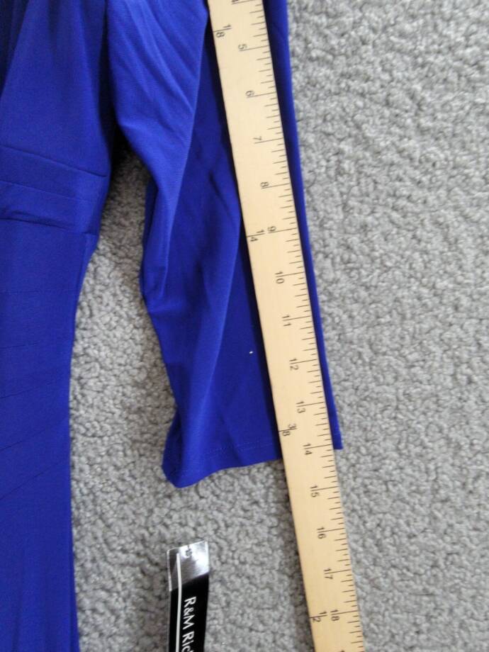 R & M Richards Embellished Cold-Shoulder Gown Womens 10 Electric Blue 3/4 Sleeve