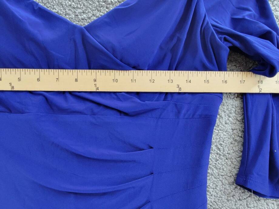 R & M Richards Embellished Cold-Shoulder Gown Womens 10 Electric Blue 3/4 Sleeve