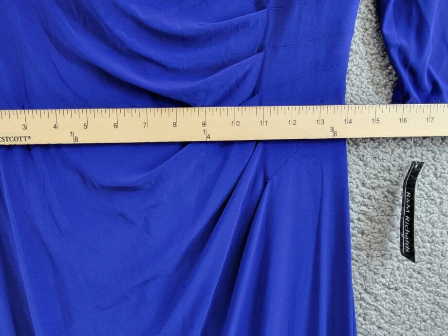 R & M Richards Embellished Cold-Shoulder Gown Womens 10 Electric Blue 3/4 Sleeve
