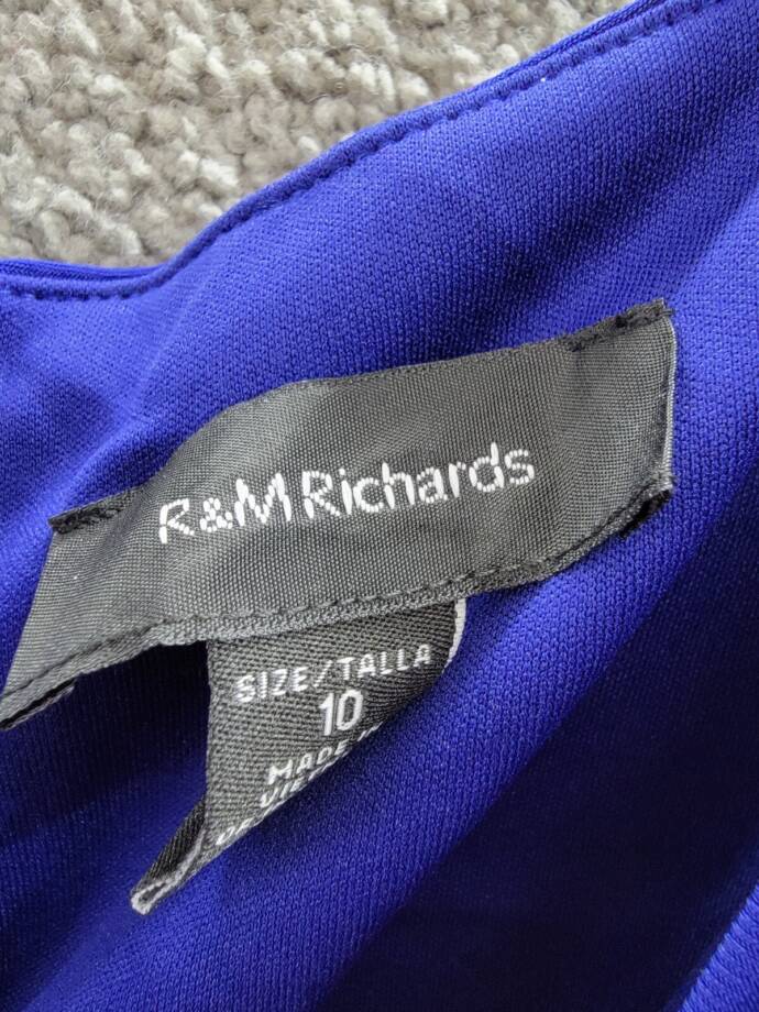 R & M Richards Embellished Cold-Shoulder Gown Womens 10 Electric Blue 3/4 Sleeve