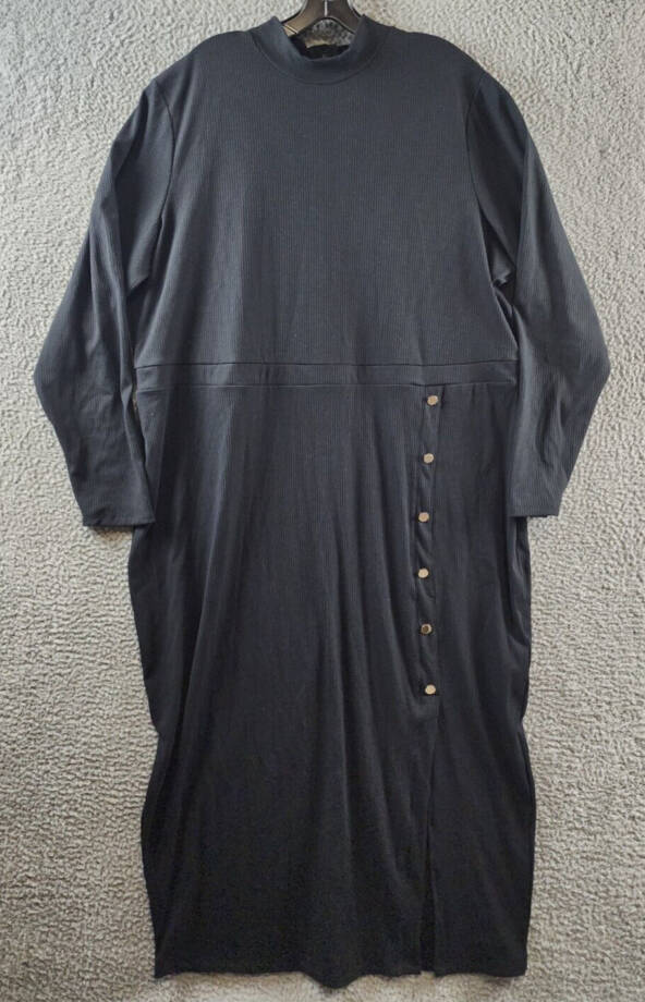 Nina Parker Trendy Plus Size Ribbed Mock-Neck Bodycon Dress Women's 4X Black L/S