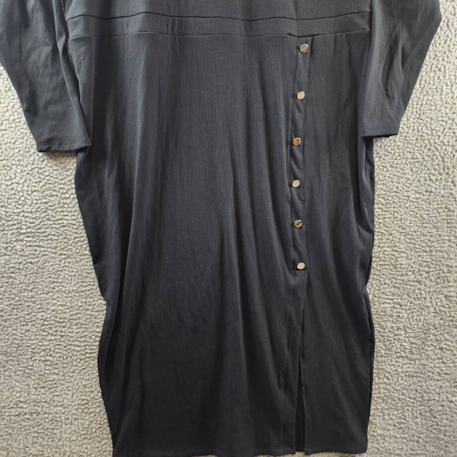 Nina Parker Trendy Plus Size Ribbed Mock-Neck Bodycon Dress Women's 4X Black L/S