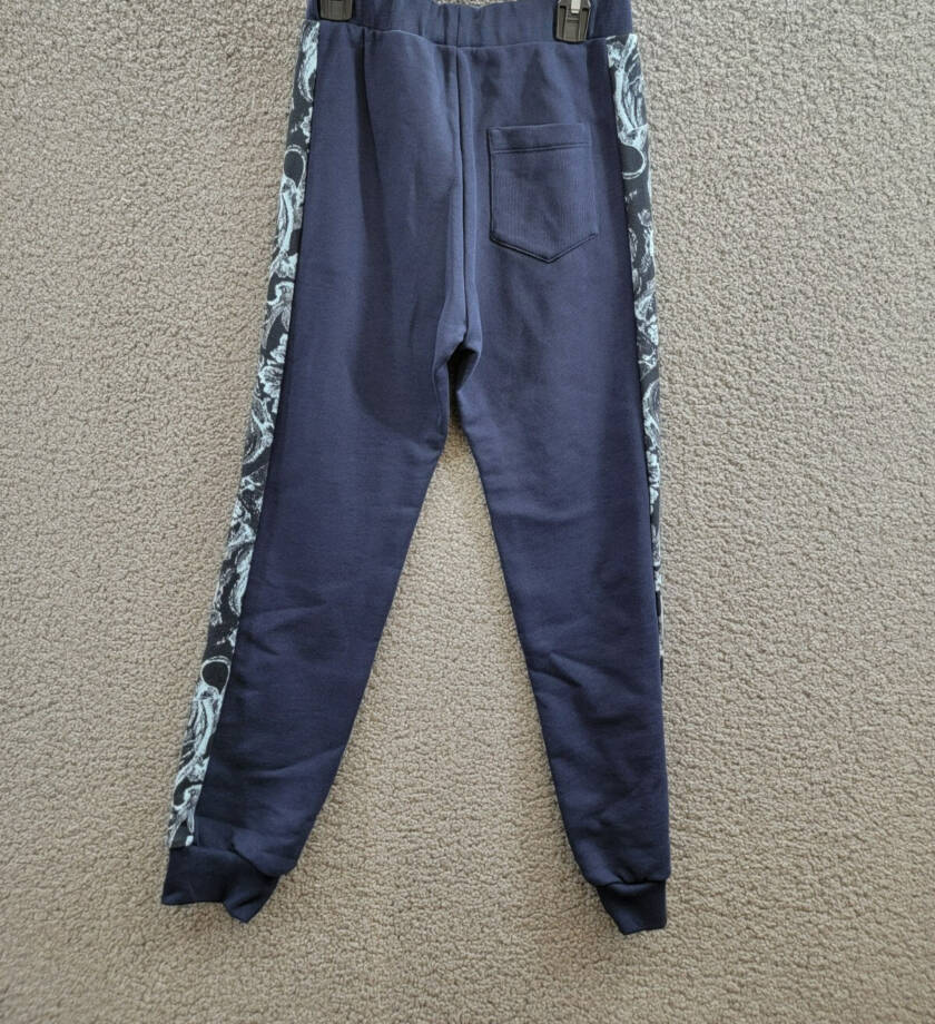 Versace Fleece + Barocco Print Logo Sweatpants Big Boy 10 Navy/Light Navy PullOn