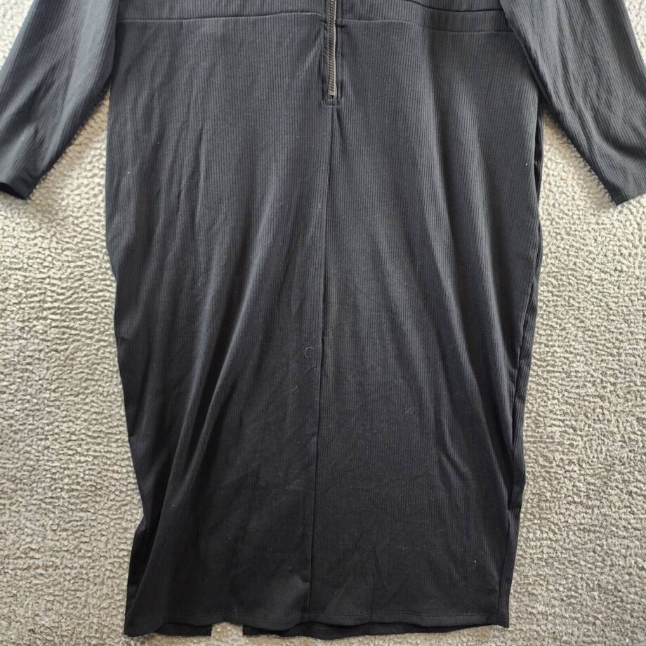 Nina Parker Trendy Plus Size Ribbed Mock-Neck Bodycon Dress Women's 4X Black L/S