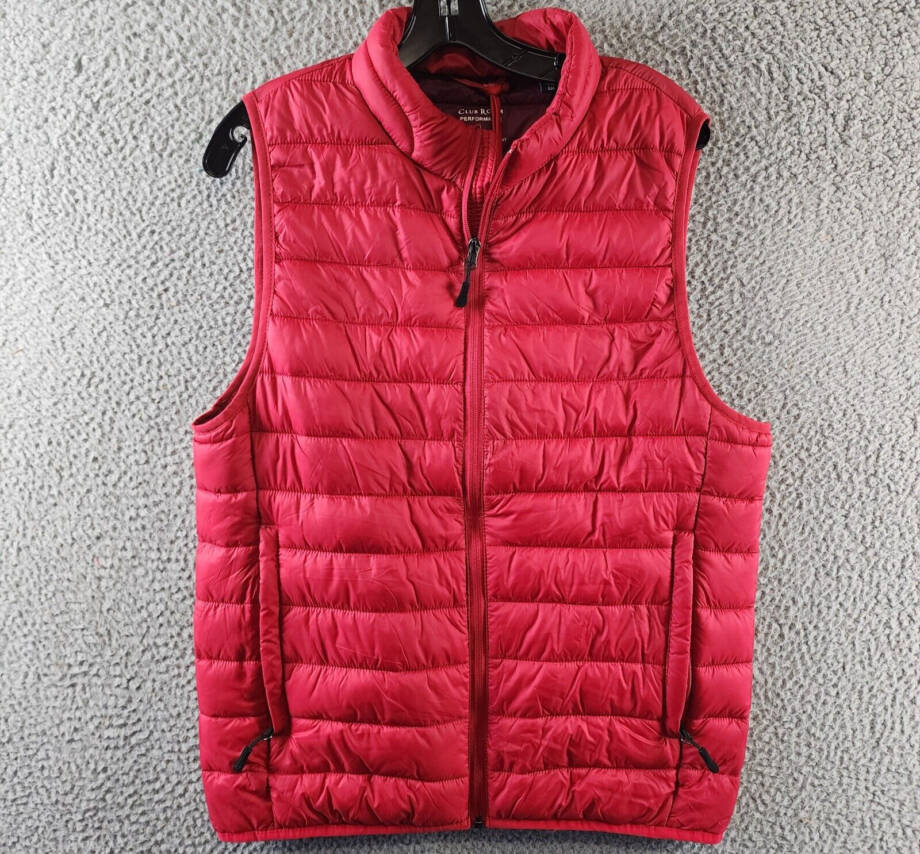 Club Room Quilted Packable Puffer Vest Men's S Red Stand Collar Full Zip Closure