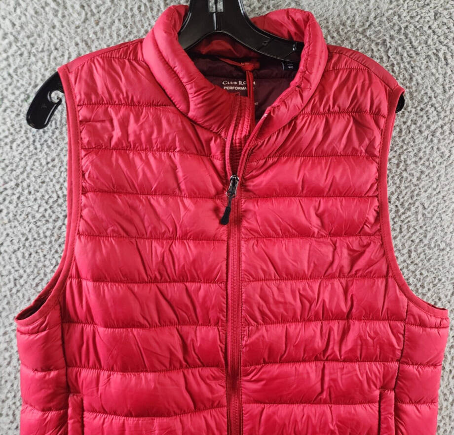 Club Room Quilted Packable Puffer Vest Men's S Red Stand Collar Full Zip Closure