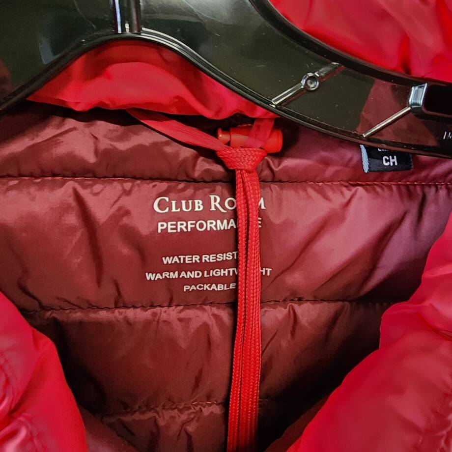 Club Room Quilted Packable Puffer Vest Men's S Red Stand Collar Full Zip Closure