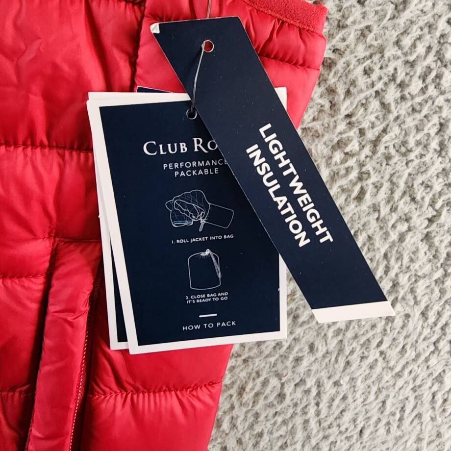 Club Room Quilted Packable Puffer Vest Men's S Red Stand Collar Full Zip Closure