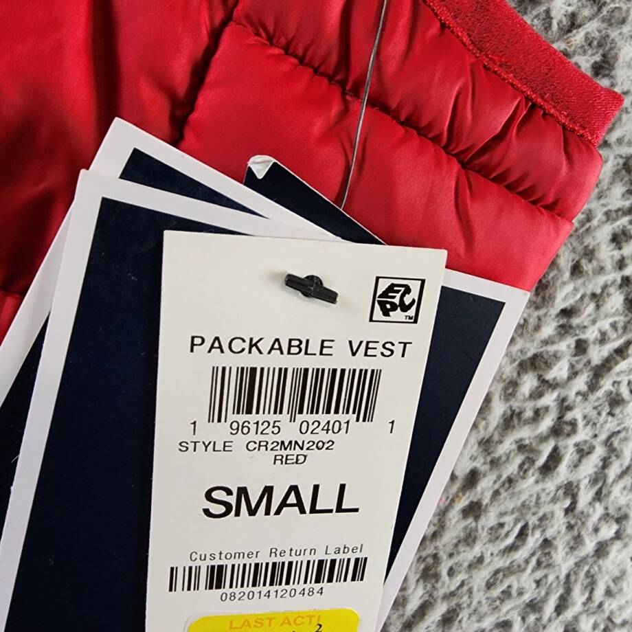 Club Room Quilted Packable Puffer Vest Men's S Red Stand Collar Full Zip Closure