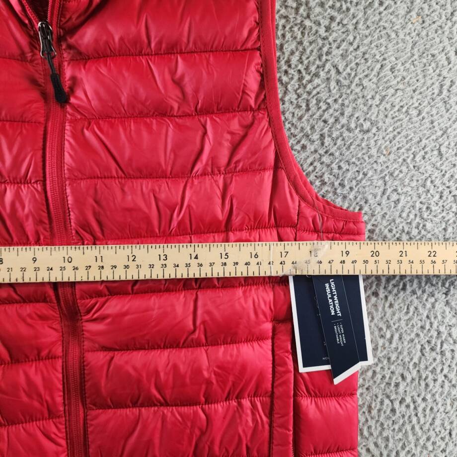 Club Room Quilted Packable Puffer Vest Men's S Red Stand Collar Full Zip Closure